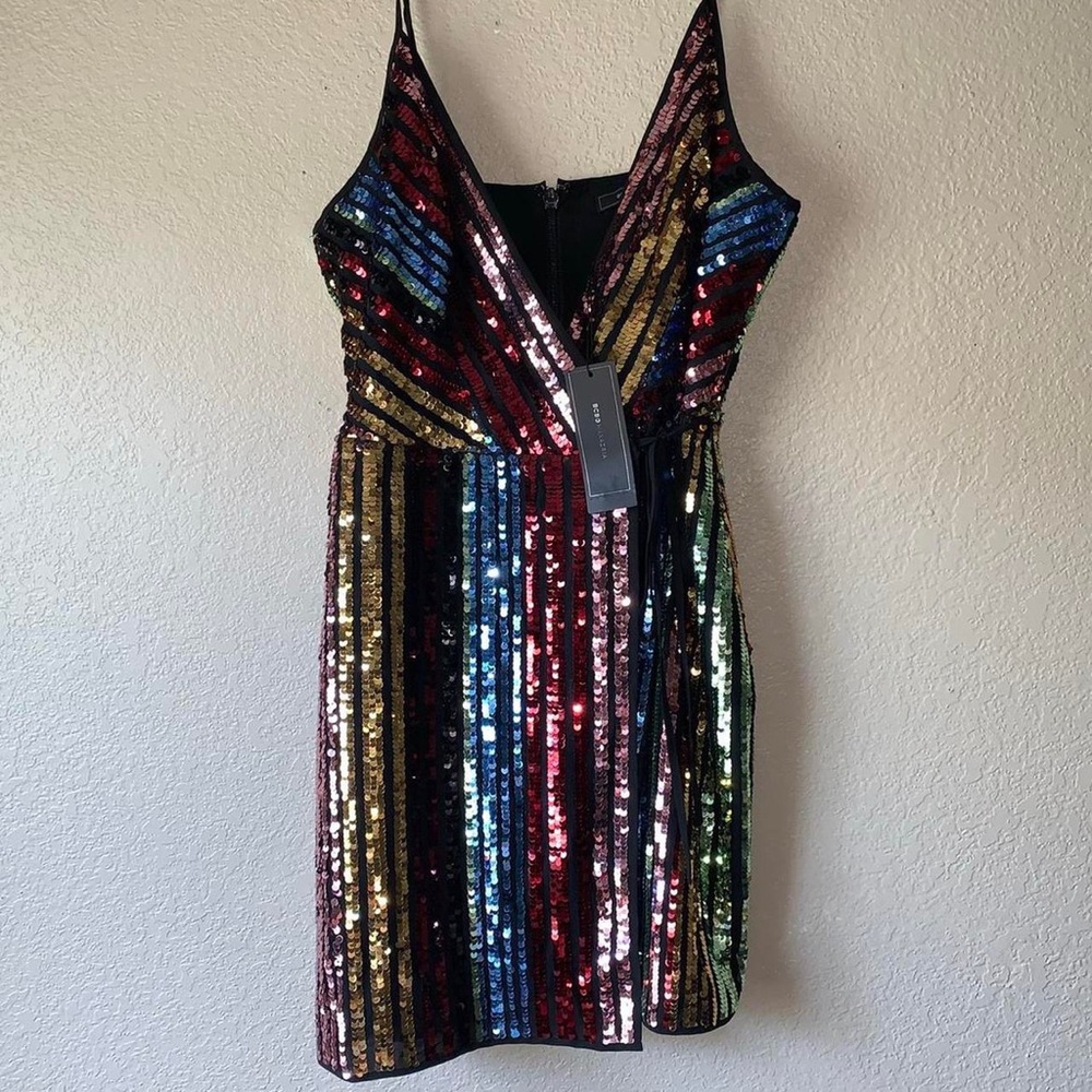 New BCBGMAXAZRIA Rainbow Sequins Dress